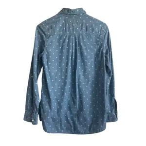 Tommy Hilfiger Women‎ Chambray Popover Shirt S Blue Polka Dot Coastal Preppy thumbnail 2