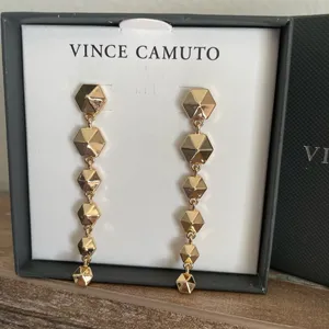 Vince Camuto Gold Pyramid Drop Earrings thumbnail 2