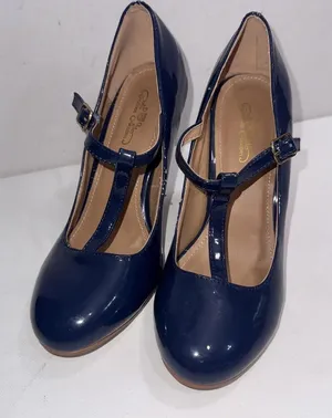 Journee Collection Old Money Business Casual Formal T‎ Strap Stiletto Blue Pumps thumbnail 1
