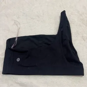 Black one shoulder lululemon sports bra thumbnail 2
