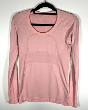 Lululemon Swiftly Tech Long Sleeve Crew Sz 8‎ Pink Thumbholes Workout Yoga thumbnail 1