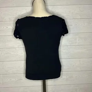 Hollister black short sleeve top with lace front Size XS Y2K preppy thumbnail 4