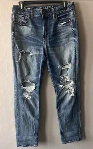 American Eagle Distressed Hi Rise Slim Jeans Size 10 thumbnail 1