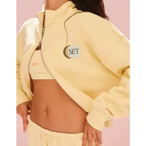 Set Active Zip Up Sweat Jacket Funnel Size S Lemon Yellow thumbnail 5