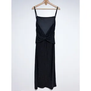 Reformation Breslin Midi Dress Black Sparkle Metallic Night Sky Size Large thumbnail 7