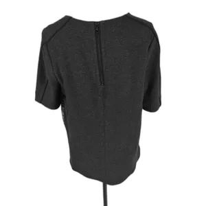 Womens Vince Mixed Media Top Black Gray Size S thumbnail 3