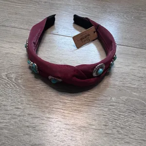 Story by Davinci Red Turquoise Concho Headband Top Knot Western Boho BG104 NWT thumbnail 2
