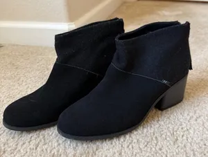 TOMS Black Suede Ankle Booties | Chunky Heel | Women’s 7.5 thumbnail 1