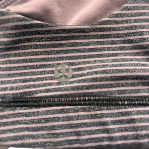 Lululemon Energy Bra Pink Charcoal Grey Striped Medium Support Size 6 thumbnail 3