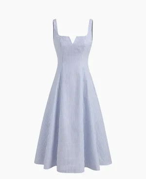 Cider Square Neck Stripe Ruffle Hem Midi Dress thumbnail 4