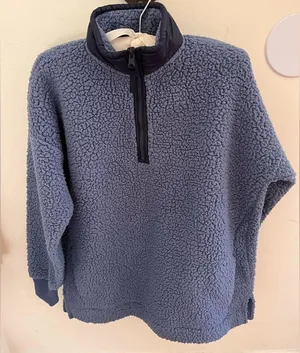 Aerie Dream Sherpa 1/4 Zip Sweatshirt Oversized XS Blue Fleece Comfort Warm thumbnail 3