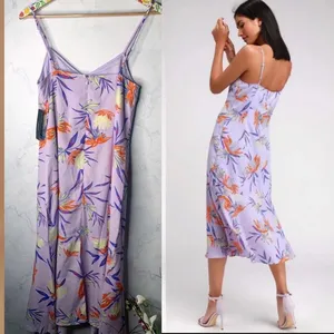 Lulu’s Quinlynn Floral Lavender Midi slip Dress thumbnail 4
