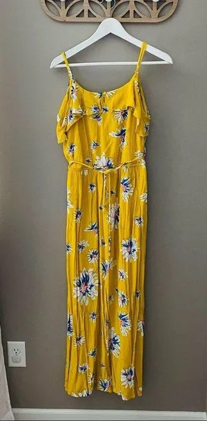 Charming Charlie Floral Print Maxi Dress Yellow Sz Medium thumbnail 1