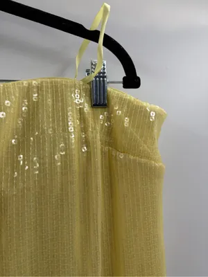 Staud yellow sequined gown wedding guest strapless party event Casey dress sz 16 thumbnail 4