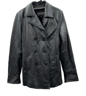Vintage 90s Wilsons Leather Black Genuine Leather Jacket‎ Coat Size M thumbnail 1