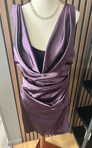 David’s bridal purple or plum short dress size 12 made of honor bridesmaid thumbnail 1