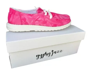 Womens Gypsy Jazz Hot Pink Streak Print Slip On Lace Shoes Sneakers - Sz 6.5 thumbnail 1