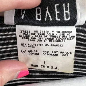 A Byer Vintage Y2K 90s Large Cardigan Single Button Metallic Striped Black White USA thumbnail 7