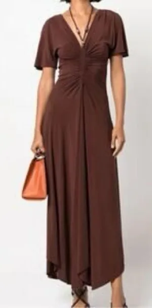 House of Harlow 1960 Draped Ruched Brown Slip Dress Beaded Detail Size Small thumbnail 1