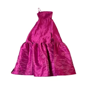 NWT Lulus Size XS Small Letha Magenta Taffeta One-Shoulder Maxi Dress Pink thumbnail 3