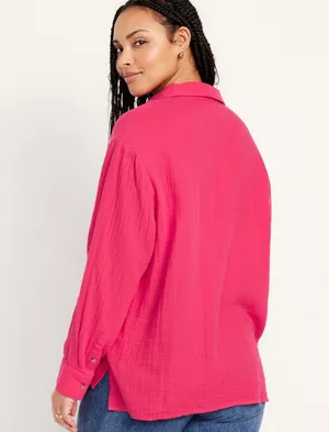 Crinkle Gauze Boyfriend Shirt thumbnail 6