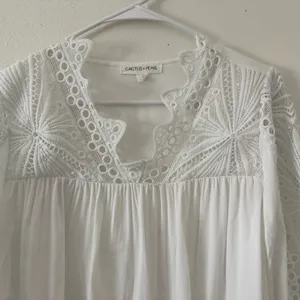 Bohme Cactus+Pearl Lacey Eyelet Western Boho Steampunk White Blouse size small thumbnail 5