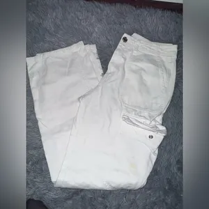 Zara Women Off-White Cargo Pants size 4 thumbnail 3