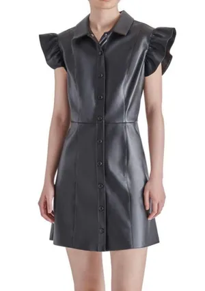 Steve Madden NWT faux leather ruffle dress thumbnail 1