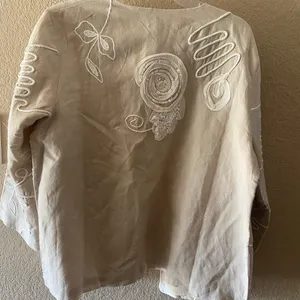 TravelSmith Beige Linen Blend Embroidered Open Jacket Women’s thumbnail 3