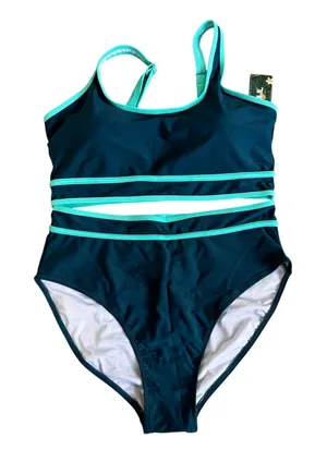 BMJL High Waist Cutout Teal Trim Swimsuit Women's‎ L New with Tags thumbnail 1