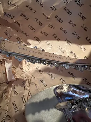 Badgley Mischka Rhinestone & Bead Embellished Sandals – Silver – Size 6 thumbnail 4