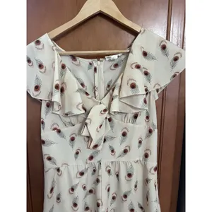 Forever 21 Peacock Feather Romper with Pockets Pale Pink Women’s M thumbnail 3