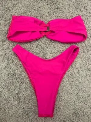 SheIn Hot pink strapless bikini thumbnail 3