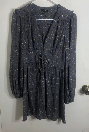AFRM Long Sleeve Paisley Print Mini Dress thumbnail 1