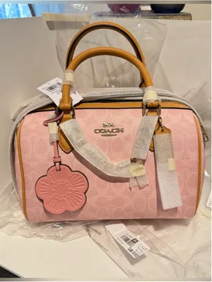 NEW Coach Medium Powder Pink Signature Rowan Satchel CEA18 NWT thumbnail 3