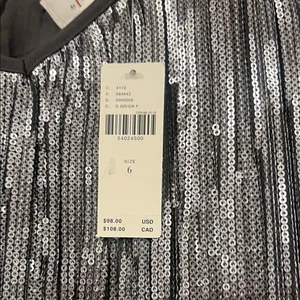Anthropologie Metallic Silver‎ Ruffle Cami size 6 thumbnail 5