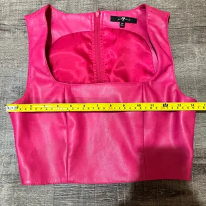 7 FOR ALL MANKIND Vegan Leather Bustier Crop Top thumbnail 5