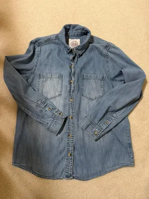 Vintage 100% cotton denim button down SO shirt in L thumbnail 1