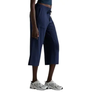 Quince Women’s Size XL Navy Blue SuperSoft Cropped Wide Leg Fleece Pants thumbnail 3