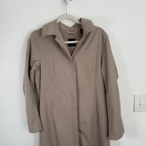 Sanyo‎ New York Beige Trench Lightweight Over Coat Hooded Pockets Womens Medium? thumbnail 4