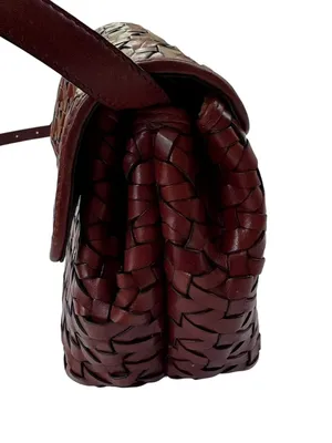 Dillards Woven Leather Cognac Brown Crossbody Bag Fisherman thumbnail 10