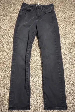 Good American Good Waist Crop Skinny Jeans Black Distressed High Rise 4/27 thumbnail 1