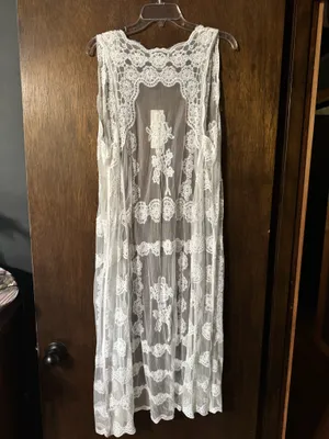 Rachel Zoe Lace Duster Boho Embroidered Ivory Kimono Sheer thumbnail 3