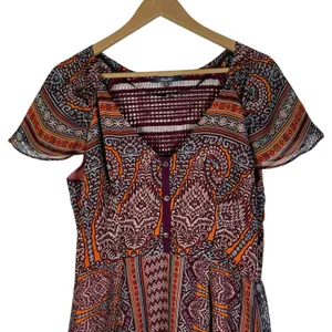 Miss Me Fit & Flare Dress Womens L Multicolor Batik Boho Tribal Hippie Gypsy thumbnail 2
