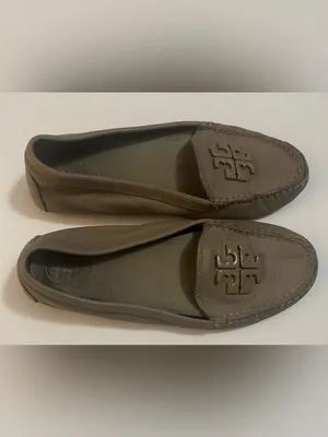 Tory Burch Taupe Brown Leather Logo Driving Loafers thumbnail 2
