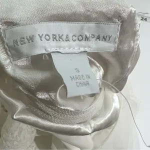 New York & Company White Lace Sheer Long Sleeve Blouse Small thumbnail 4