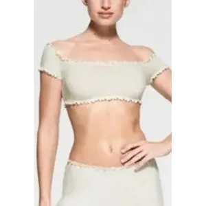 Skims Pointelle Logo Crop Top Marble Size Small thumbnail 9