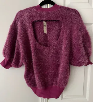 Anthropologie Maeve The Violetta Open-Back Tinsel Sweater, Size M thumbnail 9