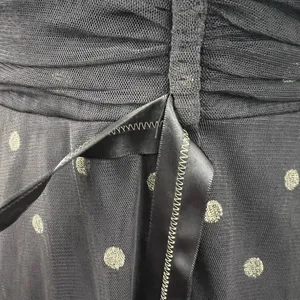 BCBGMaxAzria Dark Brown Gold Swiss Dot Strapless Party Dress - Size M thumbnail 9