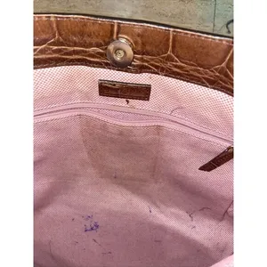 Dooney & Bourke Sara Brown Croc Embossed Leather Tote Hobo Shoulder‎ Bag Large thumbnail 3